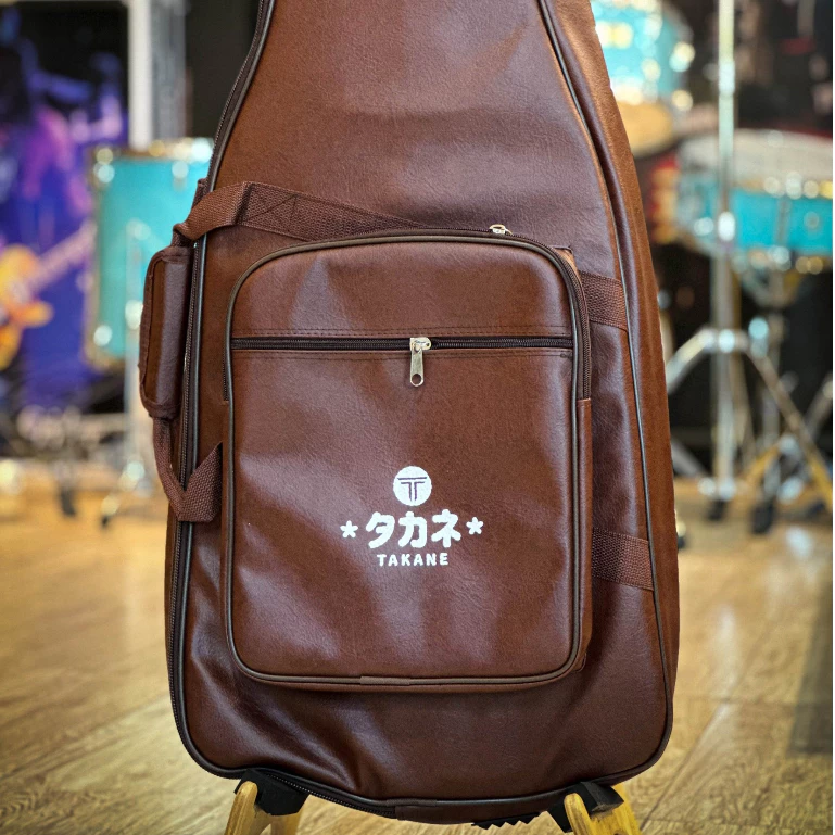 Takane ซอฟเคสเบส บุหนา12มิล กระเป๋าเบสแบบหนัง สีน้ำตาล กันน้ำได้ สีน้ำตาล Soft Case Bass Guitar Bag