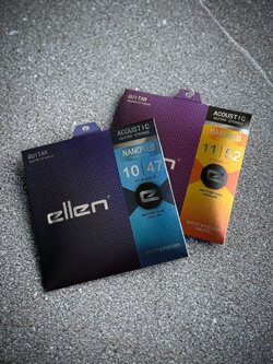 สายกีต้าร์โปร่ง ellen สายทองเหลือง รุ่นใหม่ รุ่น NANOWEB coating 10 11 เลือกเบอร์ได้