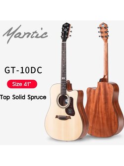 กีต้าร์โปร่งไฟฟ้า Mantic By Saga Top Solid รุ่น GT-10DCE พร้อม กระเป๋า ปิีก ประแจ คาโป้