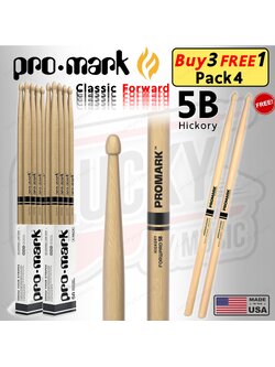 [แพ็คสุดคุ้ม!] ไม้กลอง Promark รุ่น Classic Forward 5B Hickory แบบแพ็ค 4 คู่ ของแท้100% น้ำหนักดี จับถนัดมือ