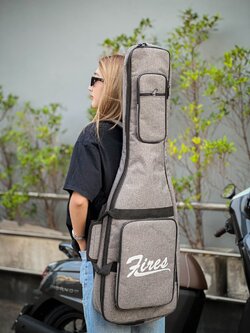 Fires ซอฟเคสกีต้าร์ไฟฟ้า บุฟองน้ำ 5 มิล กระเป๋ากีต้าร์ไฟฟ้า กันน้ำได้ สีเทา มีหูหิ้ว/สะพายหลัง