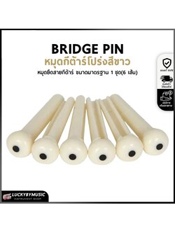หมุดกีต้าร์โปร่ง หมุดยึดสายกีต้าร์ Bridge Pin สีขาว (1 ชุด มี 6 ชิ้น) ใช้ได้กับกีต้าร์โปร่ง