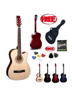 Acoustic Guitar Rose R-38C สีไม้ ลูกบิดเหล็กอย่างดี
