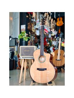 ไม้แท้ทั้งตัว! กีต้าร์โปร่งไฟฟ้า Resonance รุ่น R01 สีไม้