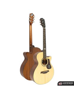 Mantic GT-10AC กีตาร์โปร่ง 40 นิ้ว ทรง OM Cutaway ไม้ท็อปโซลิดแองเกิลแมนสปรูซ/เชอร์รี่วู้ด