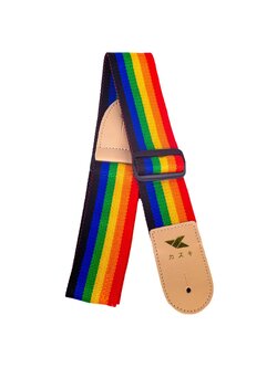 Kazuki สายสะพายกีตาร์โปร่ง Guitar strap กีตาร์ไฟฟ้า เบส เนื้อผ้าดี สายสะพาย สายกีตาร์ สีรุ้ง ปรับระดับได้