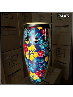 ทอมบ้า CMC กลองทอมบ้า คองก้า พร้อมขาตั้งกลอง สามารถปรับระดับขาตั้งได้ หนังกลองทำจากหนังแท้ ลายดอกฟ้า