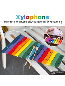 Babytime ระนาดเด็ก ไซโลโฟนไม้ xylophone ครบเสียง 15 เสียง สีสวยสดใส ฝึกสมาธิ พร้อมไม้ตี ของเล่นเด็ก