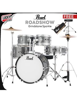 กลองชุดใหญ่ Pearl Roadshow Grindstone Sparkle พร้อมอุปกรณ์ครบชุด กระเดื่องโซ่คู่ ขาตั้งและเก้าอี้ เป็นขาคู่แข็งแรง