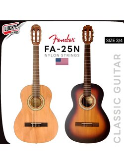 กีตาร์คลาสสิค Fender FA-25N 3/4 Size Nylon String มีเหล็กขันคอ พร้อม ประแจขันคอ