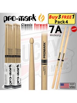 [แพ็คสุดคุ้ม!] Promark Classic Forward ไม้กลอง ขนาด 7A Hickory แบบแพ็ค 4 คู่ ของแท้100% ไม้ตีกลอง น้ำหนักดี จับถนัดมือ