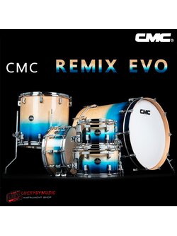 [พร้อมส่ง/ส่งด่วน🚚]กลองชุด CMC รุ่น Remix EVO ( ไม้ American Maple + European Birch ) กลองชุดใหญ่ Drumset + Snare สี Aqua Blue Fade