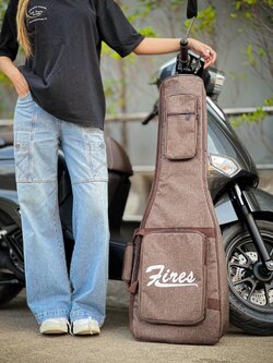 Fires ซอฟเคสกีต้าร์ไฟฟ้า บุฟองน้ำ 5 มิล กระเป๋ากีต้าร์ไฟฟ้า กันน้ำได้ สีน้ำตาล มีหูหิ้ว/สะพายหลัง