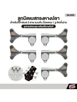 ลูกบิดเบส 5 สาย โครเมี่ยม ทรงหางปลา น็อตตรง พร้อมอุปกรณ์ใช้งาน