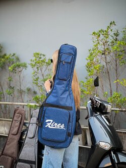 Fires ซอฟเคสกีต้าร์ไฟฟ้า บุฟองน้ำ 5 มิล กระเป๋ากีต้าร์ไฟฟ้า กันน้ำได้ สีน้ำเงิน มีหูหิ้ว/สะพายหลัง