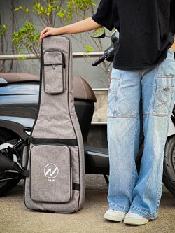 Nami ซอฟเคสกีต้าร์ไฟฟ้า บุฟองน้ำ 12 มิล กระเป๋ากีต้าร์ไฟฟ้า กันน้ำได้ สีเทา มีหูหิ้ว/สะพายหลัง