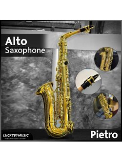 Pietro แซกโซโฟน Eb อัลโต Saxophone Alto (Eb) สีทอง แซ็กโซโฟน พร้อมกล่องบุกำมะหยี่ อุปกรณ์ครบชุด