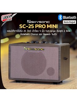 แอมป์กีตาร์โปร่ง Skysonic SC-25 PRO MINI | Bluetooth เชื่อมต่อง่าย 25 วัตต์ พร้อมหูจับพกพาสะดวก 2 อินพุต ชาร์จ Type-C รับประกันสินค้า