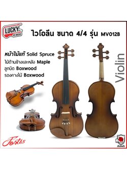 ไวโอลีน ขนาด 4/4 รุ่น MV012B ไม้ด้านหน้าเป็นไม้ Solid Spruce ลายไม้สวย
