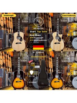 กีต้าร์โปร่ง / โปร่งไฟฟ้า NG Guitar Start (S1/N1 สี NA/SB) Top Solid เคลือบเงา ครบซ็ต กระเป๋า ปิ๊ก 2 ประแจ คู่มือ