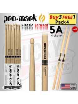 [แพ็คสุดคุ้ม!] ไม้กลอง Promark Rebound ขนาด 5A Hickory & Firegrain แบบแพ็ค 4 คู่ ไม้ตีกลอง ของแท้100%