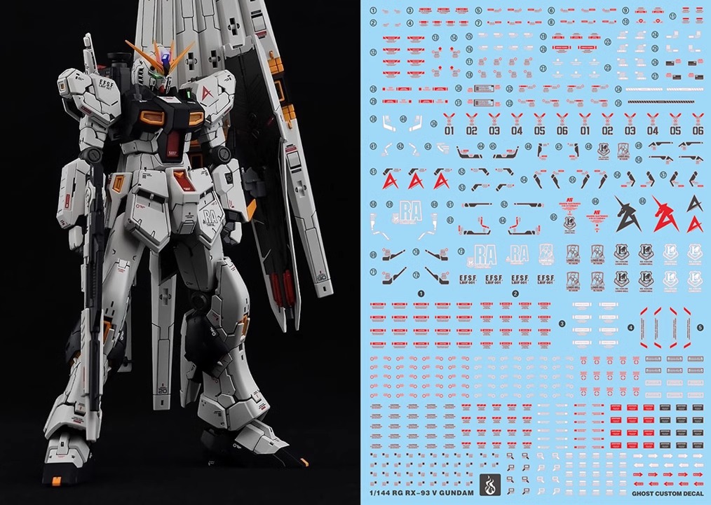 Water Decal 016 RG1/144Nu Gundam ยี่ห่อ Ghost-Decal