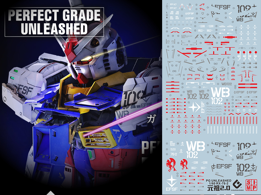 079 Water Decal PG1/60 Unleashed RX-78-2 Gundamยี่ห่อ S.I.M.P. Model Decal