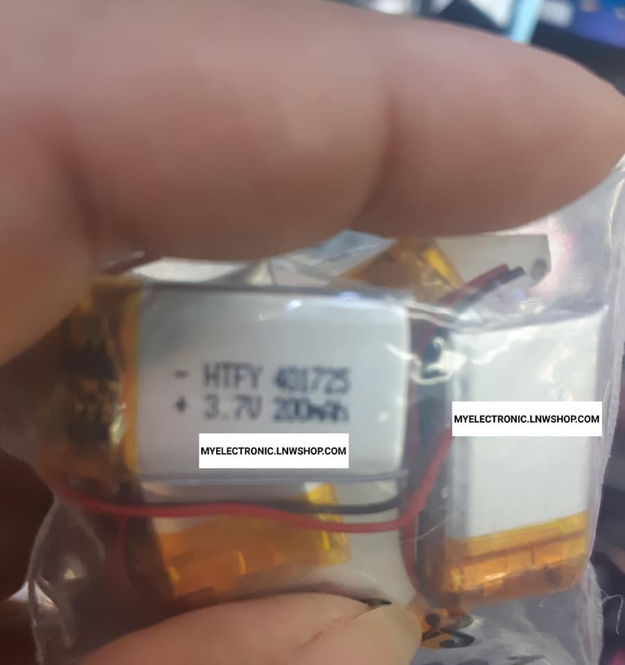 ขาย แบตเตอรี่3.7V200mAH รุ่น HTFY401725 ถ่าน3.7V200mAHรุ่นHTFY401725 ราคาตัวละบาท มีหน้าร้านอยู่บ้านหม้อ กรุงเทพ ส่งของเร็ว มาซื้อหน้าร้านได้