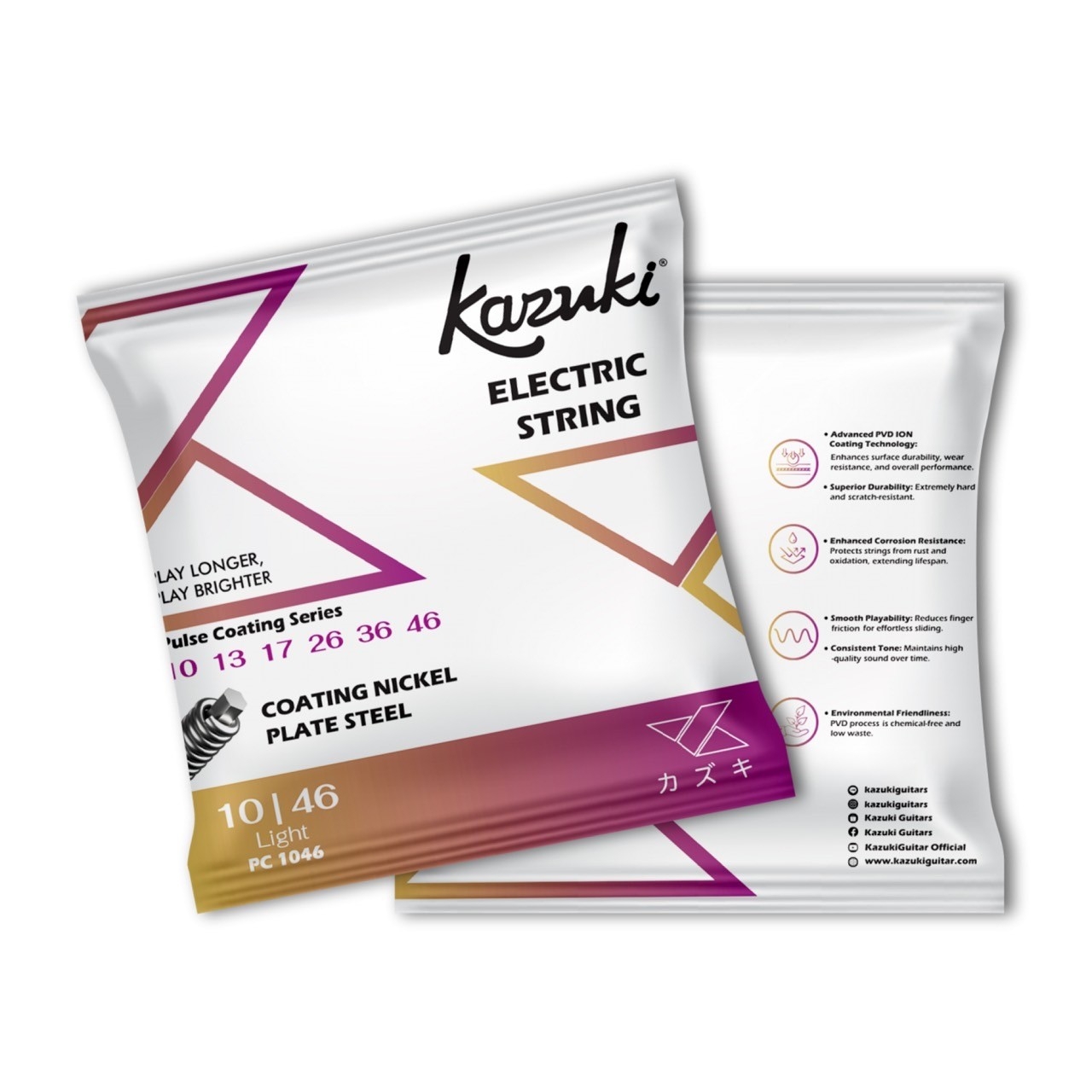 สายกีตาร์ไฟฟ้า Kazuki Pulse Coating Series PC 1046 เบอร์ 10-46 Electric String