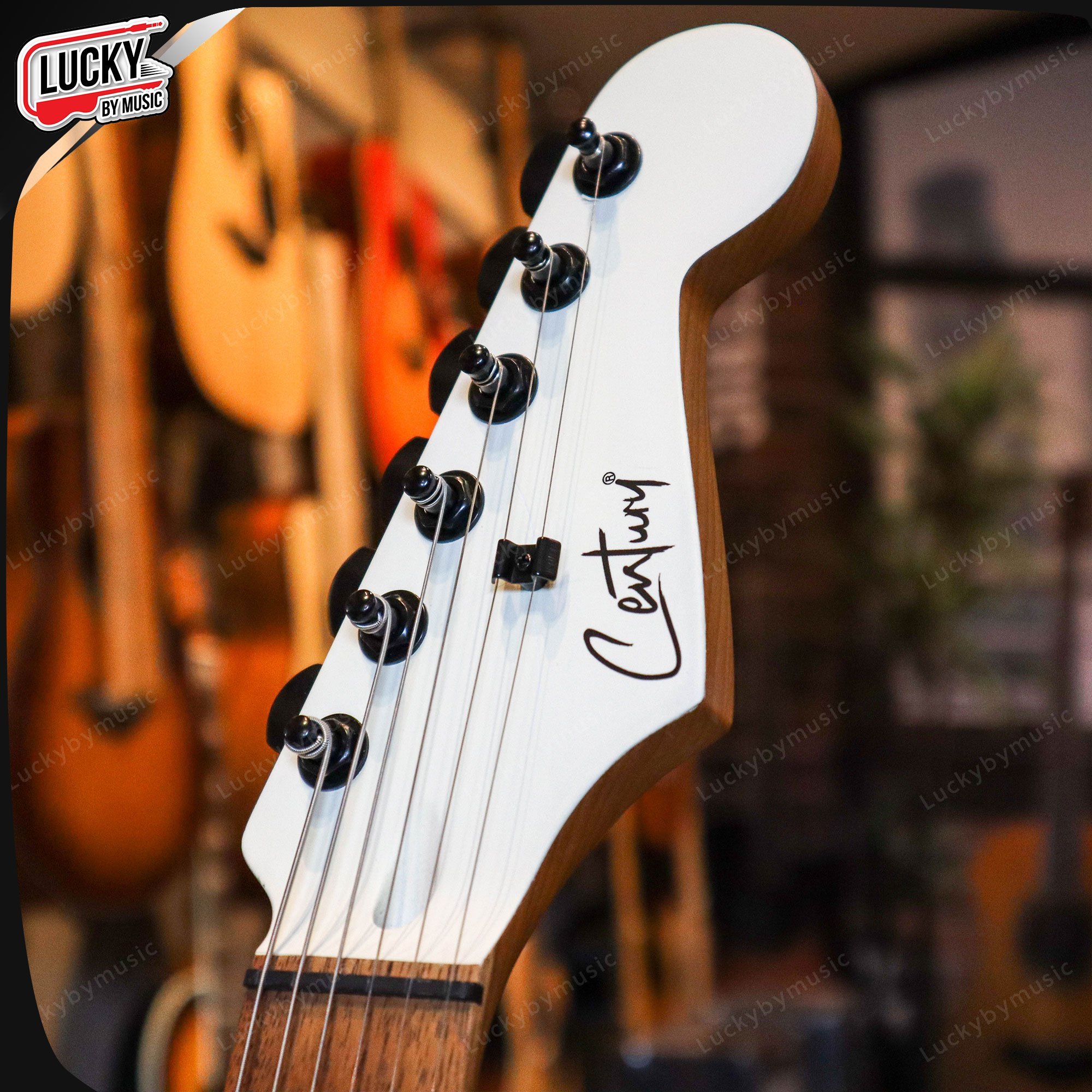 กีตาร์ไฟฟ้า Century Dark Series DSTR สีดำ/สีขาว เคลือบด้าน คอเผา ปิ๊กอัพ HH พร้อมกระเป๋า ปิ๊ก ประแจ คันโยก