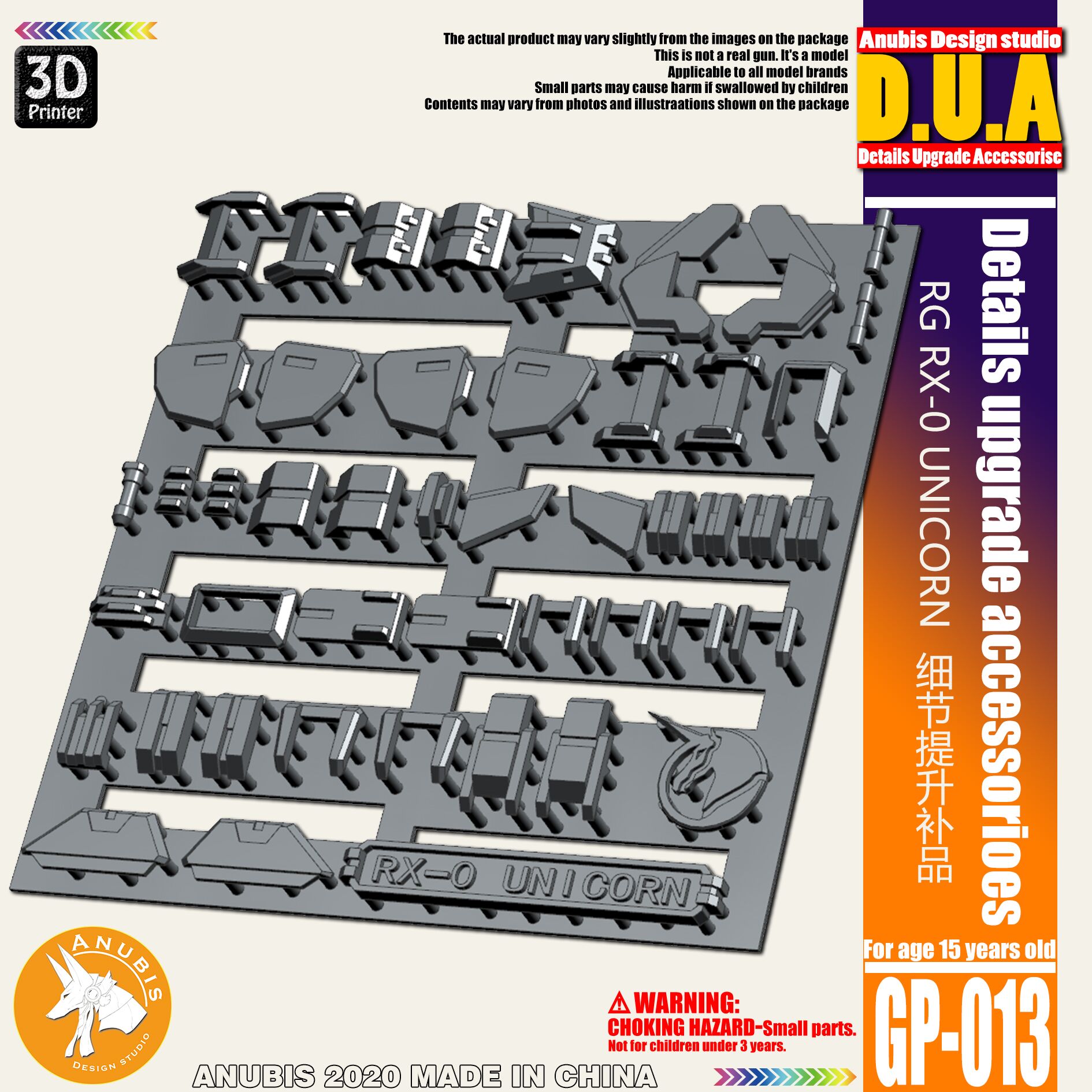 Preorder GP013 D.U.A.(Detals Upgrade Accessorise) 3D Printer Part RG1/144 Gundam Unicorn ยี่ห่อ Anubis สำเนา