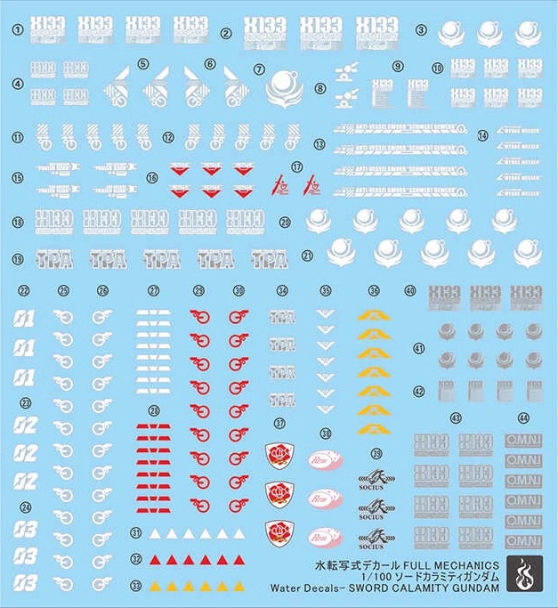 Water Decal 201 FM1/100 Sword Calamity Gundam ยี่ห้อ Ghost Decal