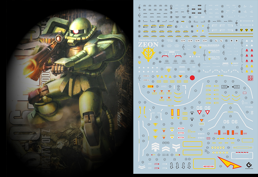 065 Water Decal MG1/100 Zaku II ยี่ห่อ S.I.M.P. Model Decal