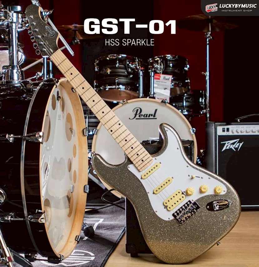 กีตาร์ไฟฟ้า Gusta รุ่น GST-01 HSS Sparkle ทรง Strat (เลือกเซต)