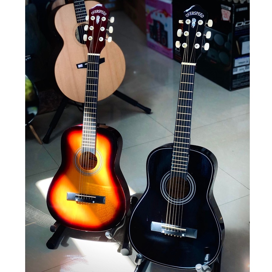 กีต้าร์โปร่ง Overspeed รุ่น OS-30 ขนาด 30 นิ้ว พกพาง่าย มีสีดำ สีไม้ ฟรี ปิ๊ก 2 อัน / ใบคอร์ด * คอเล็กจับง่าย มีปลายทาง