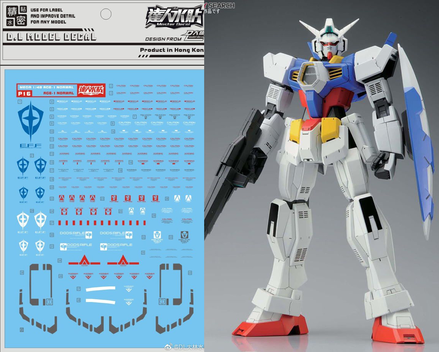 Decal P16 Megasize Gundam AGE I Normal ยี่ห่อ DL-model