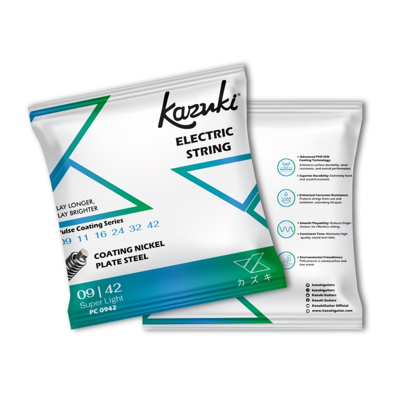 สายกีตาร์ไฟฟ้าเคลือบกันสนิม Kazuki Pulse Coating Series PC 0942 เบอร์ 09-42 Electric String