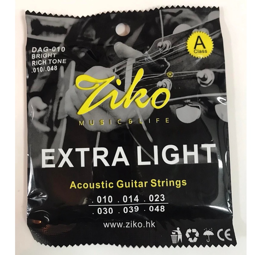 Ziko สายกีต้าร์โปร่ง รุ่น DAG-010 เบอร์ 10 สายกีตาร์โปร่ง 6 เส้น