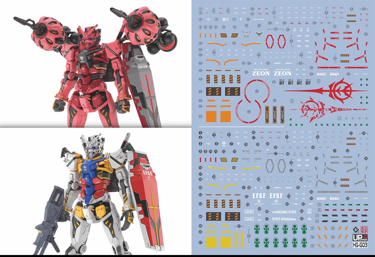 240 Water Decal HG1/144 Red Gundam & White Gundam (GQ) ยี่ห้อ S.I.M.P. Model Decal