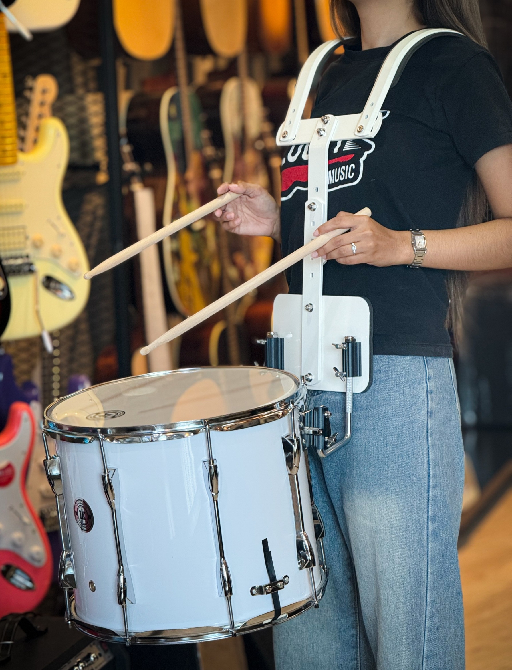 กลองสแนร์มาร์ชชิ่ง Lucky 105 ขนาด 14*12 นิ้ว กลองเดินแถว อุปกรณ์ครบชุด พร้อม อาร์มสะพาย ไม้กลอง