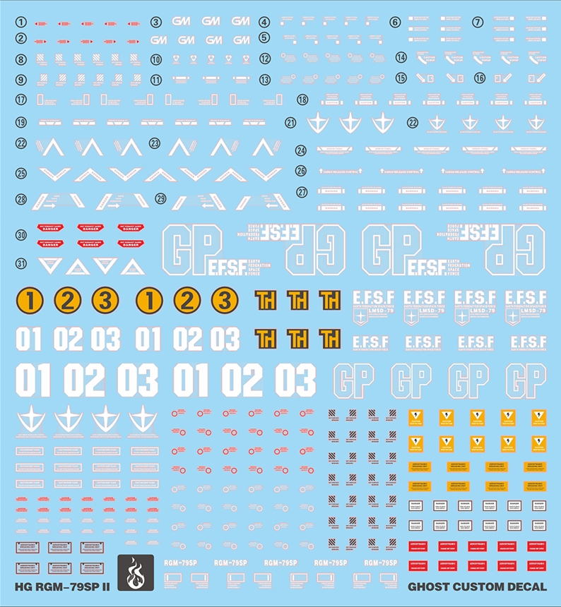 Water Decal 147 HG1/144 RGM-79SP GM Sniper II ยี่ห่อ Ghost-Decal