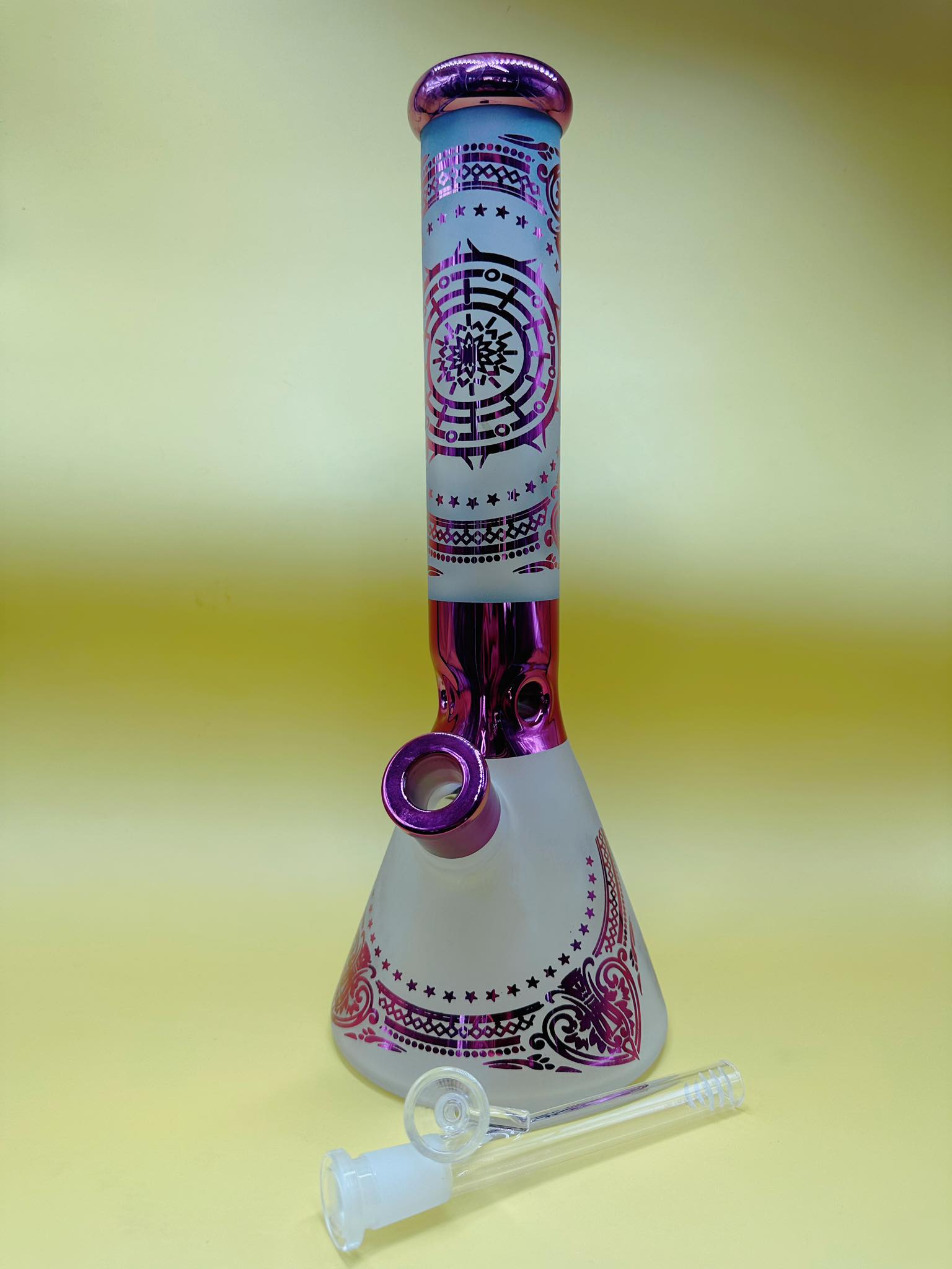 Pink Sun Star Glass Bong (7mm.)