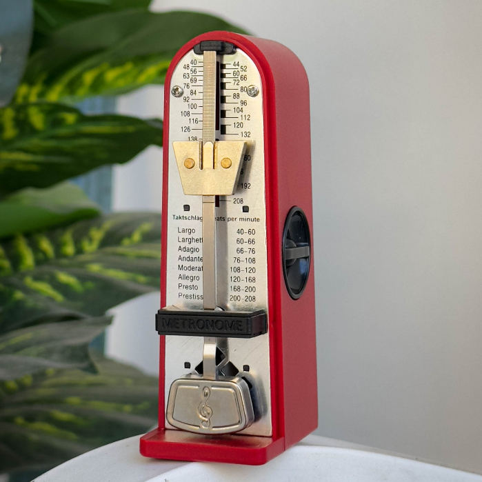 เมโทรนอม Metronome 208 BPM สีแดง ปรับได้สูงสุด 208 จังหวะ ไม่ต้องใช้ถ่าน ขนาดกะทัดรัด พกพาสะดวก ใช้งานง่าย