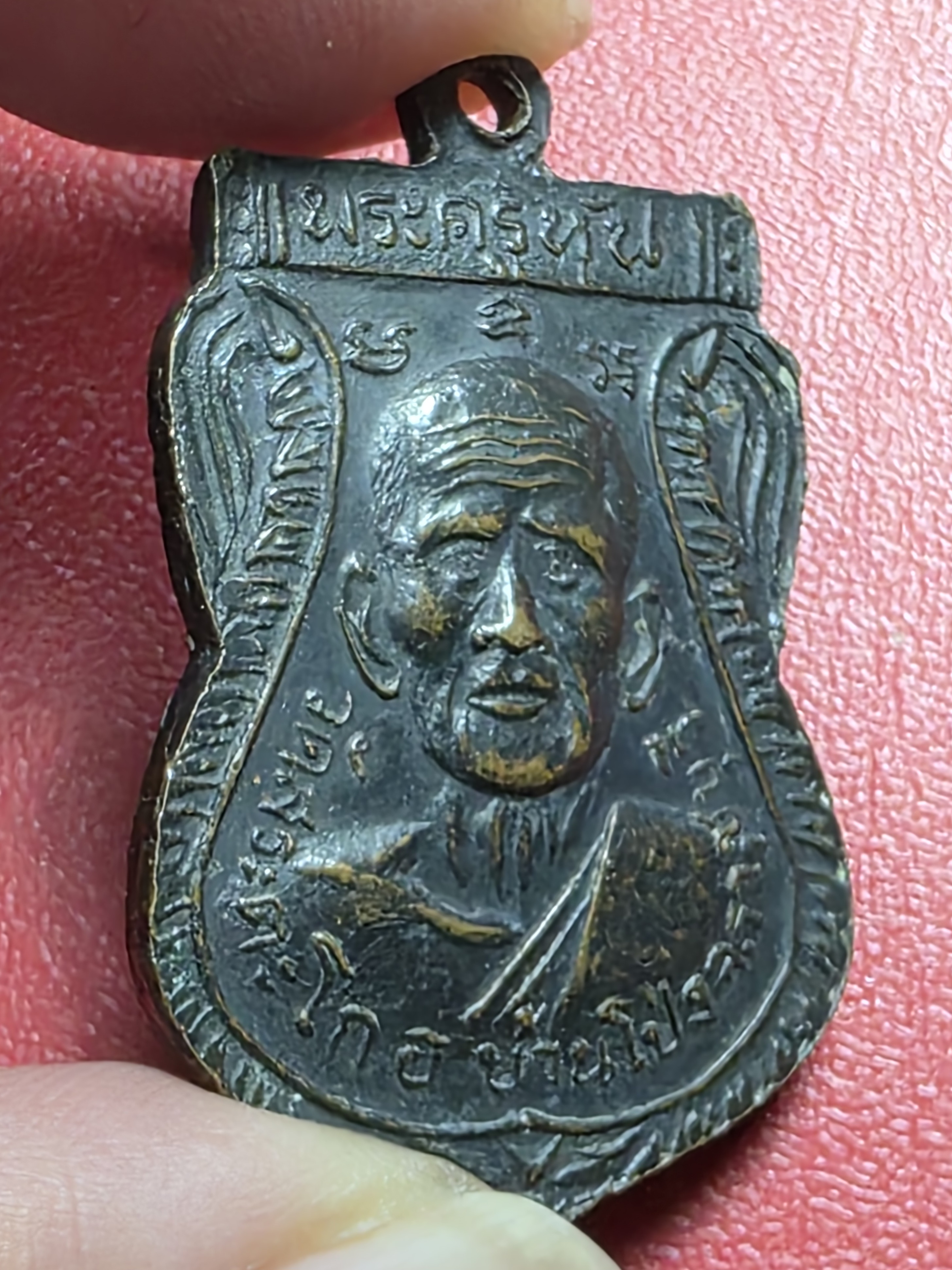 พระครูหัน วัดสระตะโก หลังหลวงพ่อขัน บล๊อกวงเดือน ส หางสั้นนิยม เนื้อทองแดง(องค์ที่2)