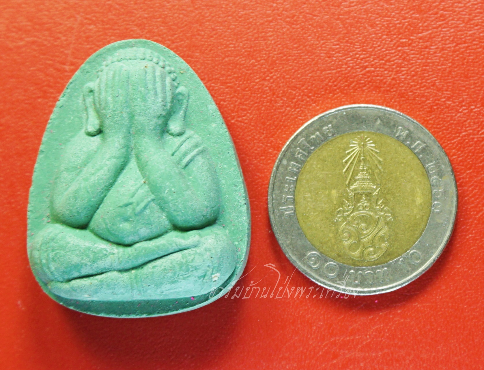 หลวงปู่แผ้ว วัดกำแพงแสน พระผงปิดตาจัมโบ้ ปี๒๕๕๐ รุ่นเจริญพร๘๔ สีเขียว(องค์ที่2)