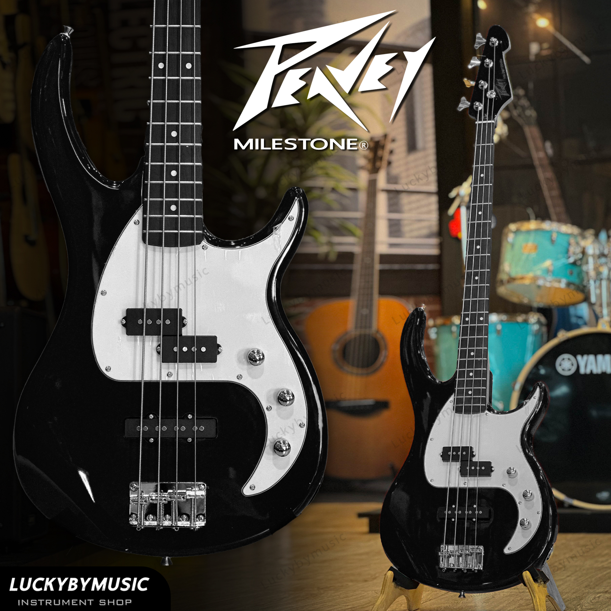 Peavey Milestone เบสไฟฟ้า 4 สาย 5สี จำนวน 20 เฟรต Bass Guitar พร้อม กระเป๋า ปิีก ประแจ