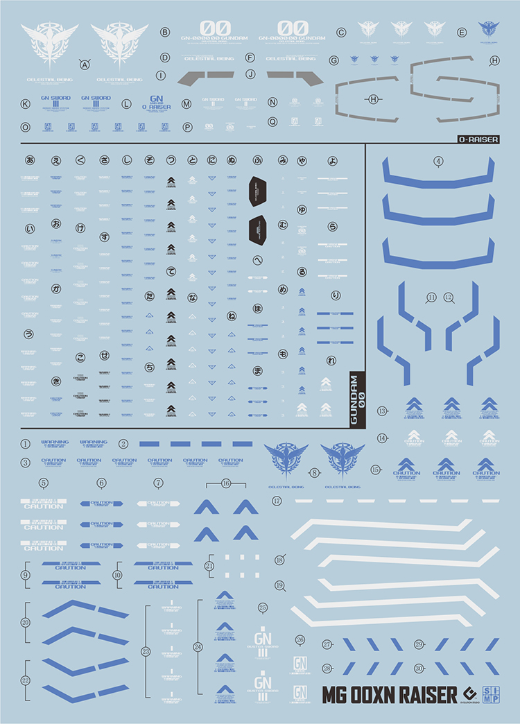 059 Water Decal MG1/100 Gundam OO XN-Raiser ยี่ห่อ S.I.M.P. Model Decal