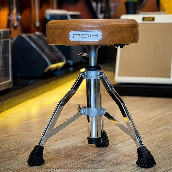 เก้าอี้กลอง PDH รุ่น BW/SW-DT-39 สีน้ำตาล เบาะหนัง แบบกลม หนานุ่ม ขารุ่นใหม่เกลียวด้านใน/แข็งแรง