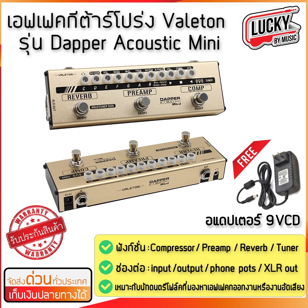 เอฟเฟคกีต้าร์โปร่ง Valeton Dapper Acoustic Mini เอฟเฟคกีต้าร์โปร่ง ราคาถูก ฟังก์ชั่นการใช้งานครบ