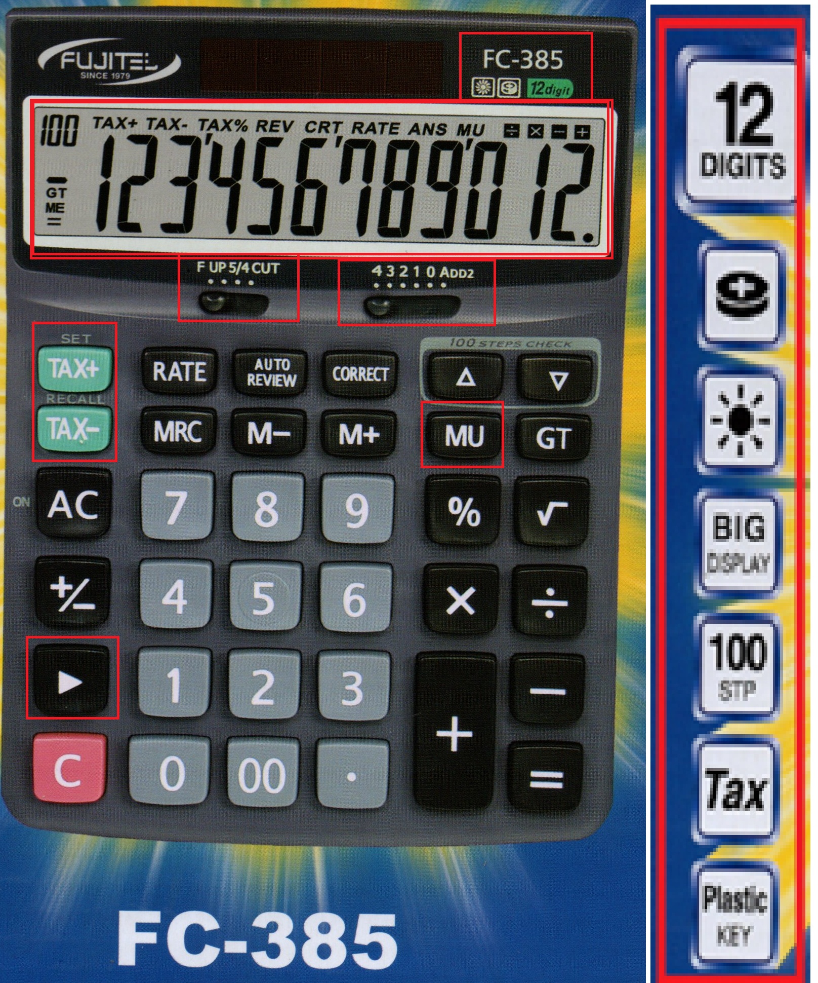 เครื่องคิดเลขมีปุ่มMU FUJITEL FC-385ราคา275บาท